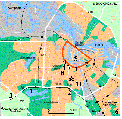Location of hotels